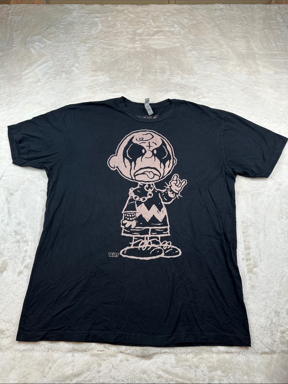 Beast Wreck Charlie Black Shirt XL Out Of Print Charlie Brown Parody Goth Punk